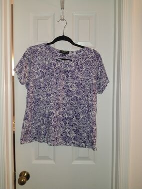 Karen Scott Purple Floral Short Sleeve Top